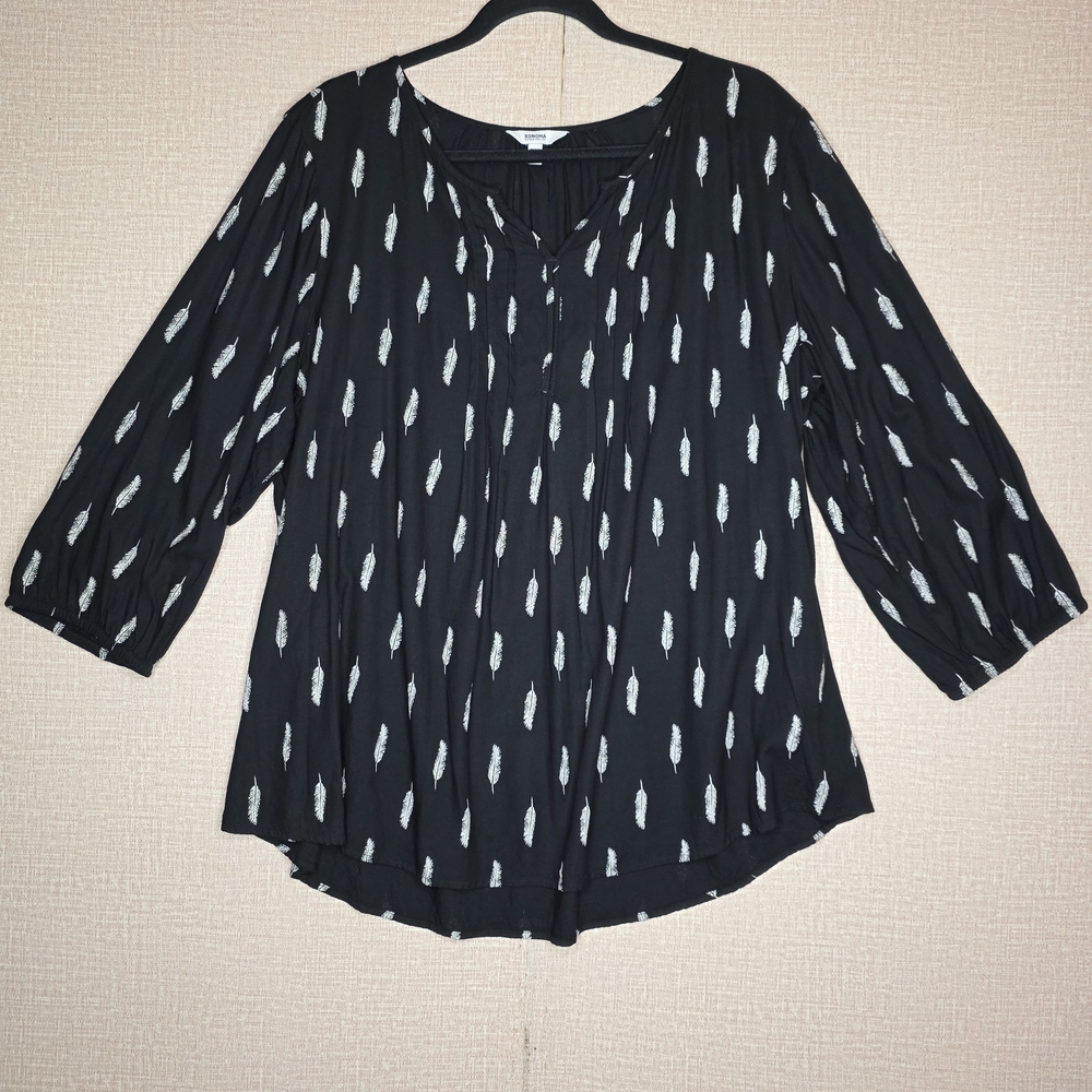 Sonoma Black and White Patterned Blouse